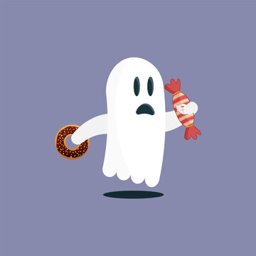 cute design Spooky Cravings Ghost with donut amp candy