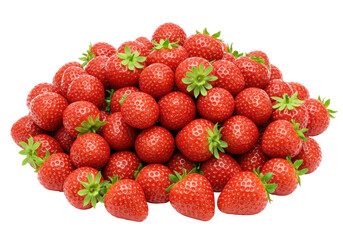 Isolated pile of fresh juicy red strawberries in a heap for sale at the market stall