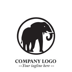 Majestic Elephant Logo Symbol in Black on White Background with Elegant Minimalist Modern Design