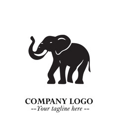 Obraz premium Majestic Elephant Logo Symbol in Black on White Background with Elegant Minimalist Modern Design