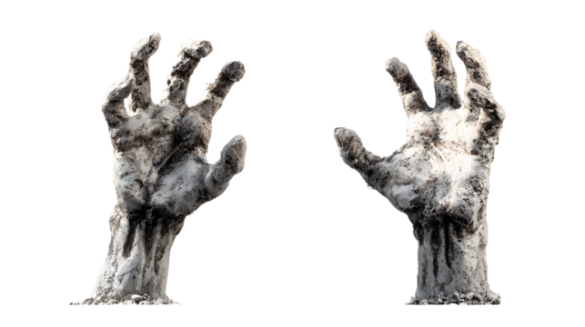 Decaying Zombie Hands Reaching Upward in Despair and Horror.