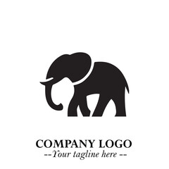 Obraz premium Majestic Elephant Logo Symbol in Black on White Background with Elegant Minimalist Modern Design