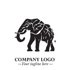 Majestic Elephant Logo Symbol in Black on White Background with Elegant Minimalist Modern Design