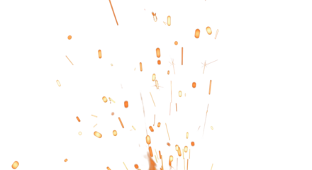 Glowing fire sparks on left and right edges of black background clean png