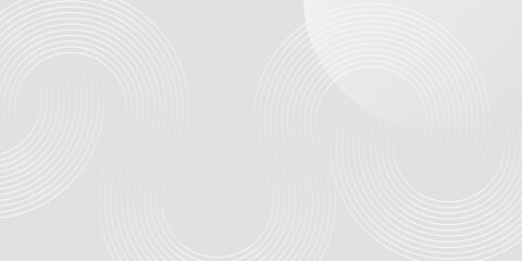 Abstract white glowing geometric lines on gray background. Modern shiny blue circle lines pattern. Futuristic technology concept. Suit for cover, poster,