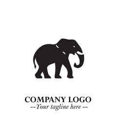 Obraz premium Majestic Elephant Logo Symbol in Black on White Background with Elegant Minimalist Modern Design