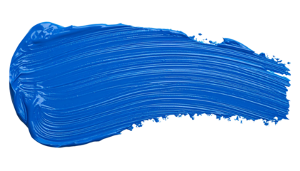 textured abstract blue paint stroke isolated on transparent background, png