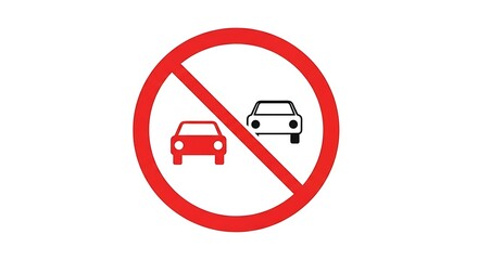 No Overtaking Sign with Two Cars.