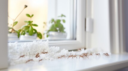 Fascinating display of organized ant behavior observed on windowsill during home invasion