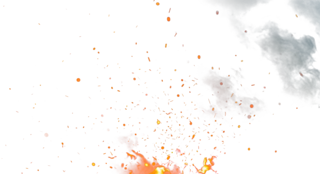 Glowing ash particles and smoke in darkness clean png