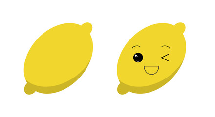 This artwork features two vibrant lemon line icons, one a classic yellow lemon and the other a playful smiling lemon face. Ideal for fresh and fruity designs, these icons add a fun touch.
