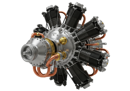 Isolated engine for an airplane, radial type, cylinder in a circle, very clean condition