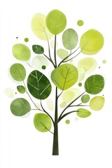 Obraz premium Vibrant green leaves on abstract plant illustration symbolizing growth and nature