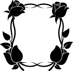 Elegant Black Rose Floral Frame A Sophisticated Decorative Element for Various Design Projects