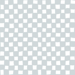 Abstract hand drawn checkered seamless patten. Vector wavy groovy shapes grey and white textured background. Doodle grid print. Geometric cute plaid texture for fabric print, wallpaper, fashion design
