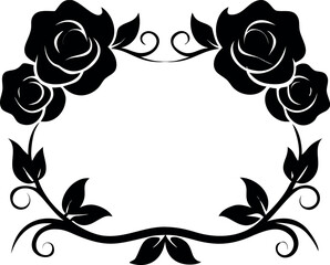 Elegant Rose Frame with Swirls and Leaves for Decorative Designs