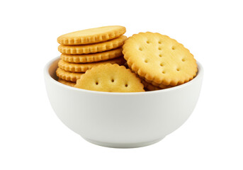 Isolated bowl of crackers, a crunchy snack food for adults and children alike, healthy choice