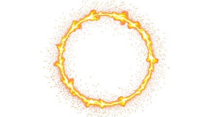 Burning particles forming glowing circular border clean png