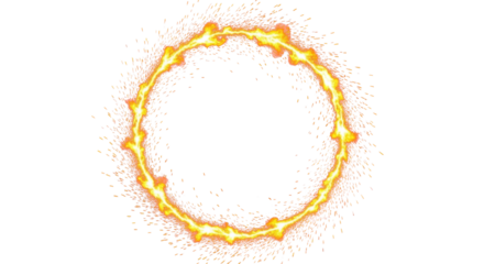 Burning particles forming glowing circular border clean png
