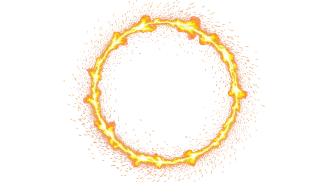 Burning particles forming glowing circular border clean png