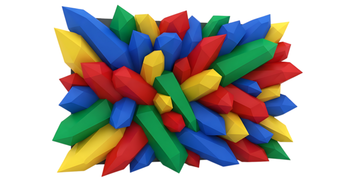 Colorful crystal cluster isolated on transparent background for decorative purposes