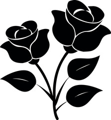 Elegant Black Rose Duo A Timeless Vector Illustration for Design and Decoration