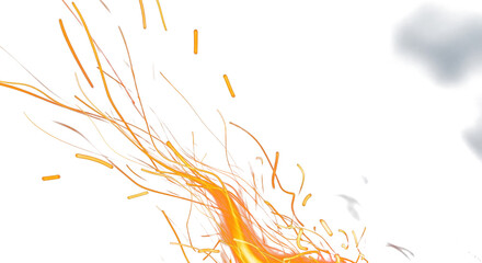 Blurred glowing fire ember sparks on black smoky background overlay clean png