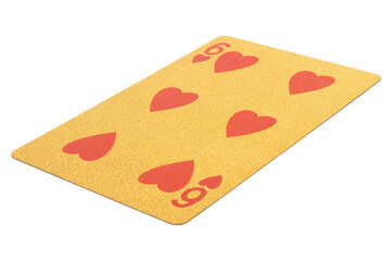 six hearts card gambling color gold isolated on white background