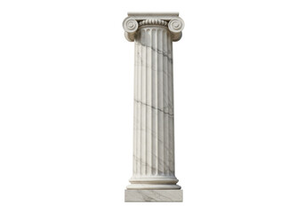 Isolated marble Greek column with a capital and fluted shaft in classical architecture