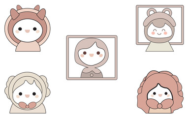 Cute Pastel Character Illustration Set
