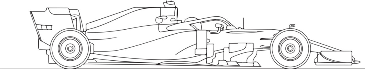 Serene Black and White Line Art Landscape with Lake and Lush Trees