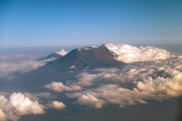 mount kilimanjaro in Tanztania seen from a plane