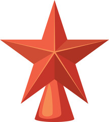 Obraz premium New Year vector illustration, red Soviet star on the Christmas tree, toy, decoration, holiday