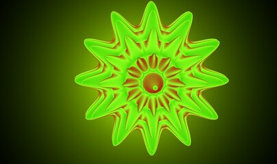 Green bacteria anatomy. 3d illustrations