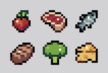 Obraz premium Food Pixel Art Game Assets