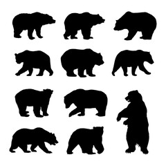 collection of bear silhouette animal shapes