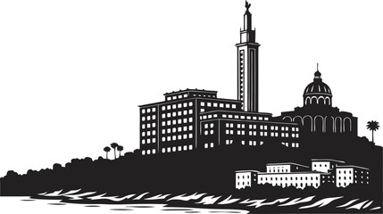Fototapeta premium High resolution black and white city skyline silhouette graphic design for architectural and urban themed projects