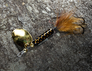 Gold and black inline spinnerbait