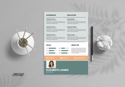 Pale Green and Peach Resume Layout