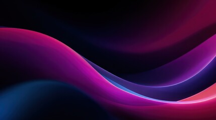 Abstract Soft, blurred waves of glowing pink, purple, and blue on black