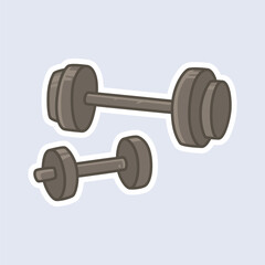 Set of Two Dumbbell Stickers for Weight Training and Home Gym Isolated Vector Flat Illustration
