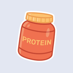 Large Protein Powder Jar Sticker for Supplements and Nutrition Isolated Vector Flat Illustration