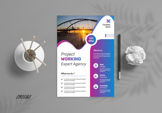 Corporate Flyers With Blue Accents Layout