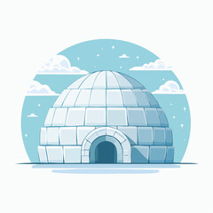 Illustration design plat d’igloo bleu clair moderne