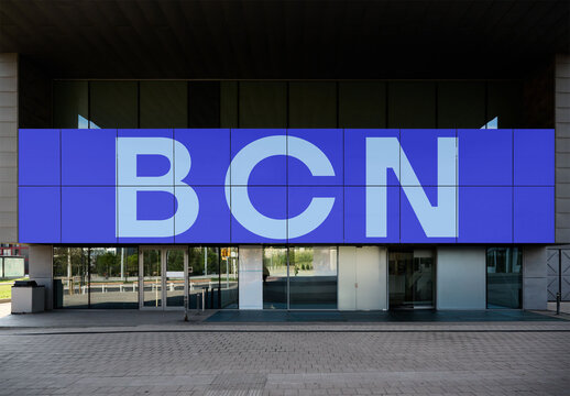 Storefront for a a modern building in Barcelona