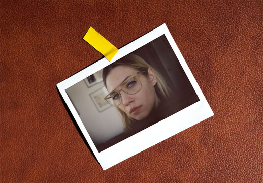 Wide instant print on brown leather