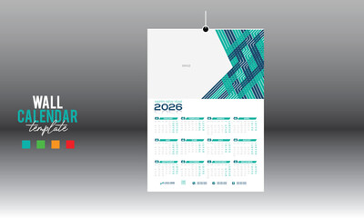 12 month 2026 wall vector calendar design