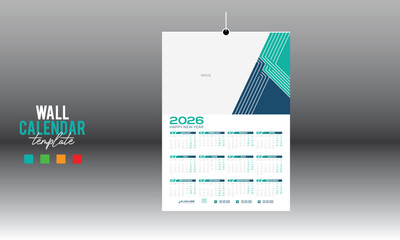 12 month 2026 wall vector calendar design
