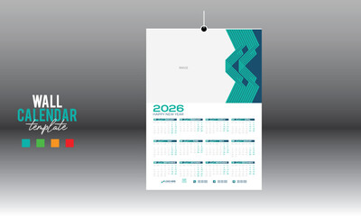 12 month 2026 wall vector calendar design