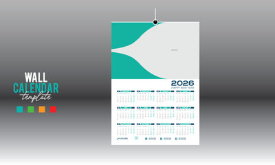 12 month 2026 wall vector calendar design